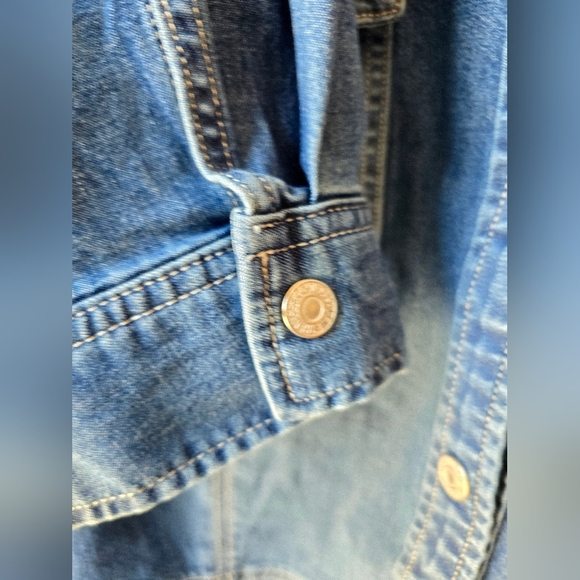 Levi's Jeans Denim Shirt Long Jacket Cotton Washed Blue Lightweight Size 4X - L - Picture 6 of 7